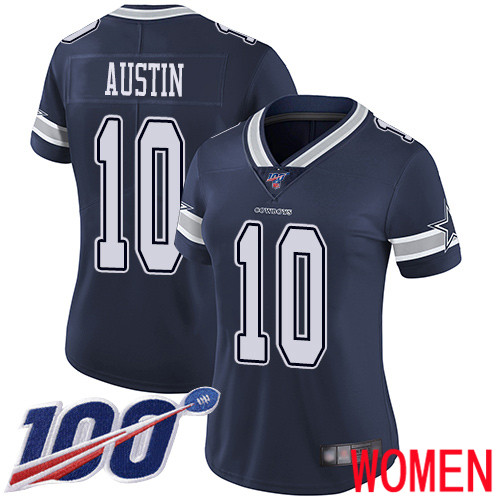 Women Dallas Cowboys Limited Navy Blue Tavon Austin Home #10 100th Season Vapor Untouchable NFL Jersey->women nfl jersey->Women Jersey